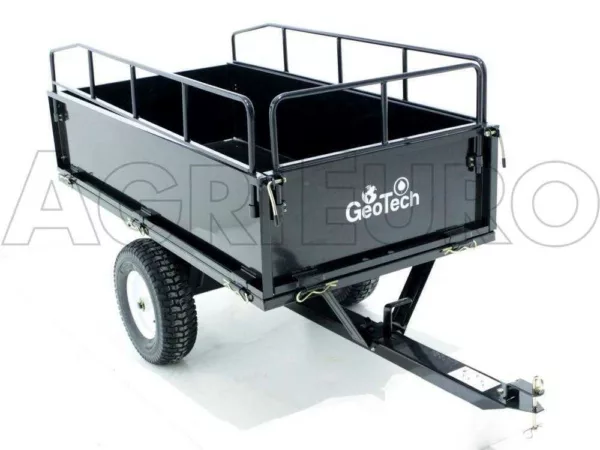 GeoTech MAXI - Carrello ribaltabile trainato in acciaio per trattorino tagliaerba - 145x71(h 32 cm) - immagine 2